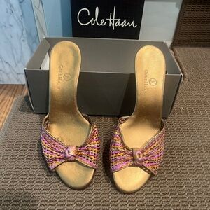 Cole Haan Staci braided Slide in bronze - never worn!